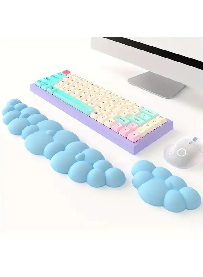 Blue Keyboard Wrist Rest Pad Ergonomic Memory Foam Support for Home Office Gaming - Image 4